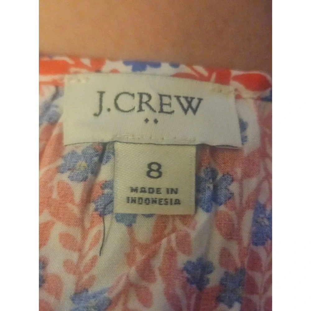 J. Crew Womens Red Blue Floral Print‎ Sleeveless Maxi Dress Size 8 Summer Flowy